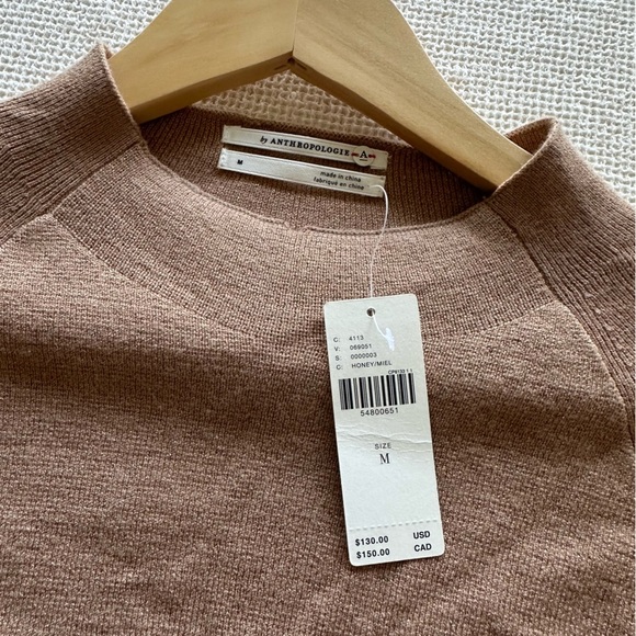 Anthropologie NWT Tan Knit Sweater Dress With Bell Sleeves - Picture 6 of 6
